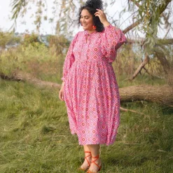 Gabriela Cotton Maxi Dress - Pink Pearl