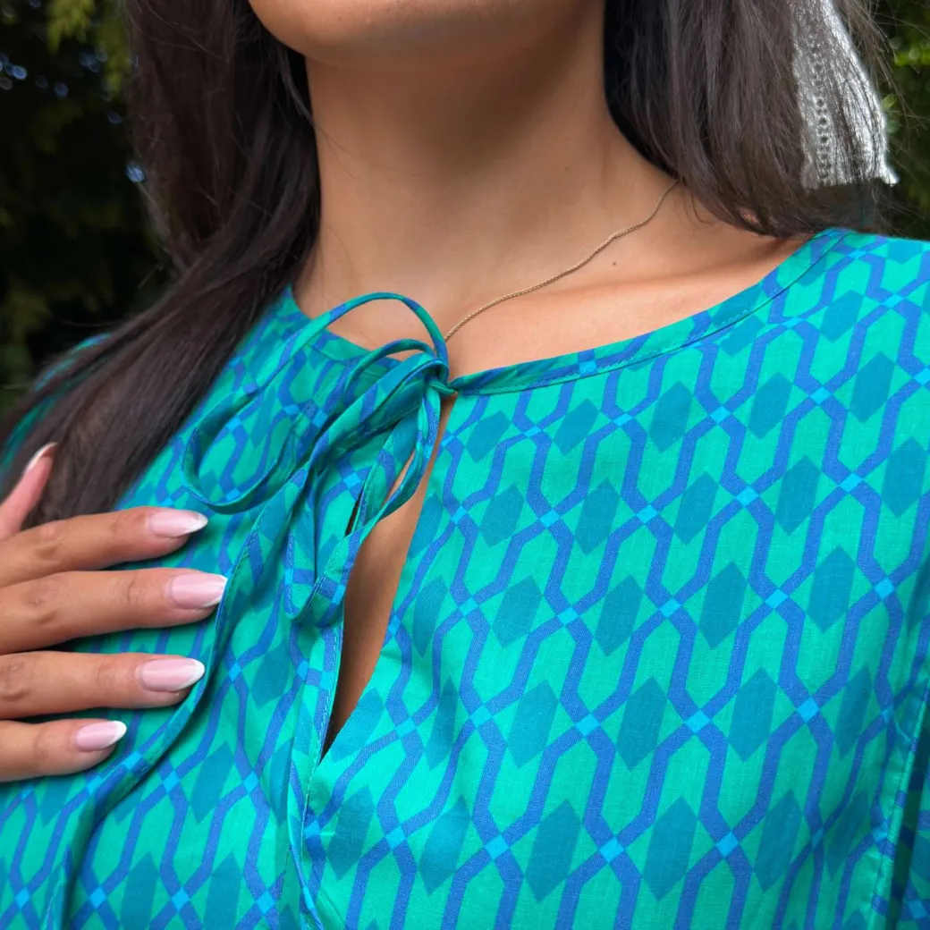 Gabriela Cotton Maxi Dress - Teal City