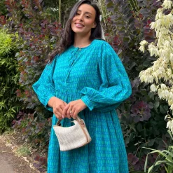 Gabriela Cotton Maxi Dress - Teal City