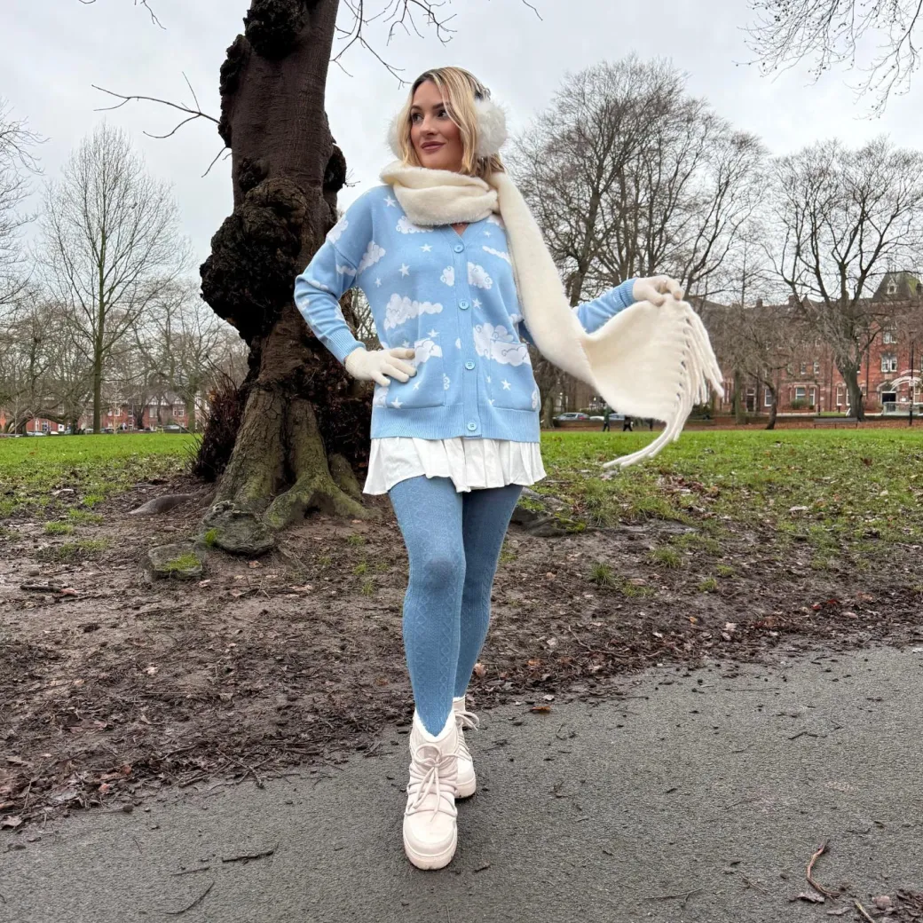 Grannies Cable Knit Wool Tights V2 - Denim