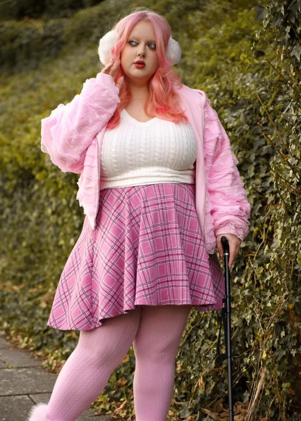 Grannies Cable Knit Wool Tights V2 - Piglet