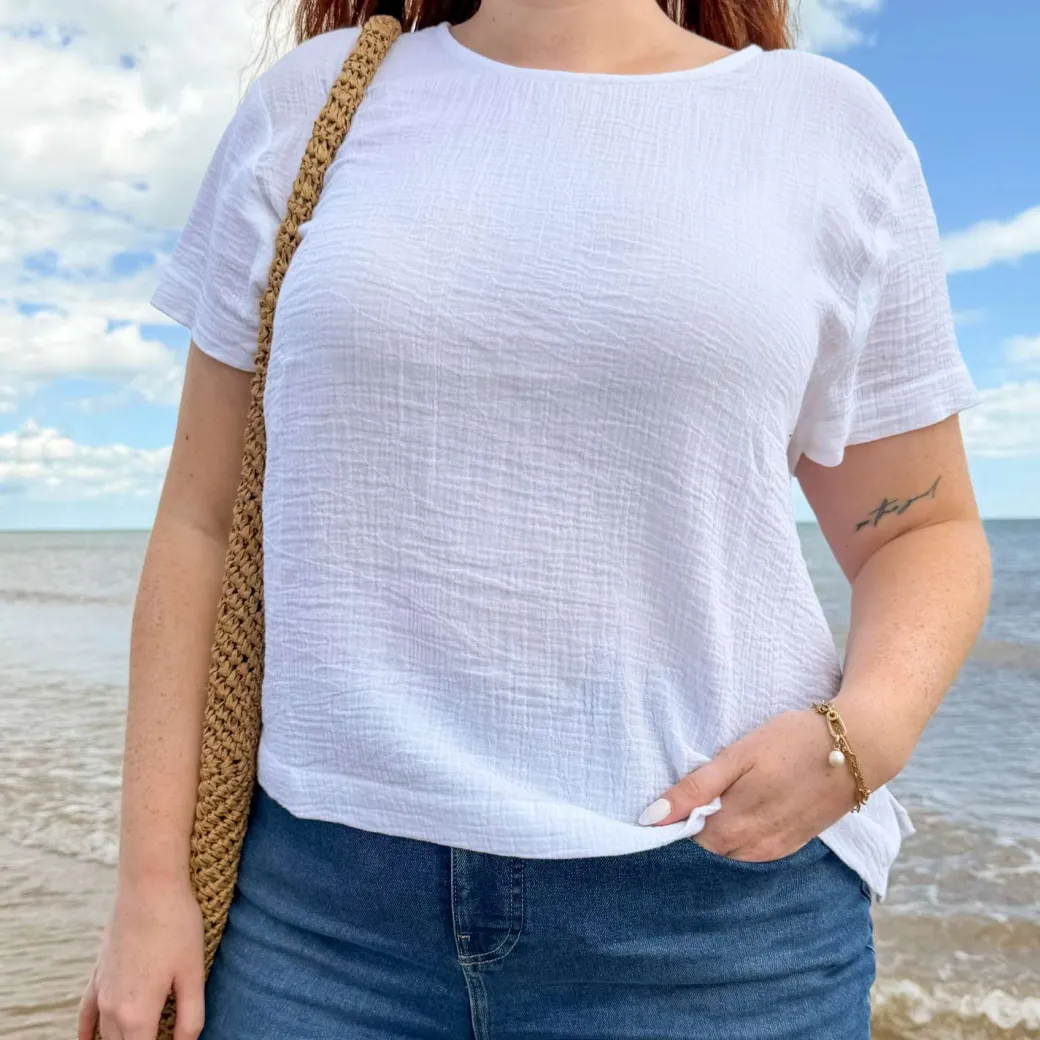 Ida Cotton Gauze T-Shirt - White