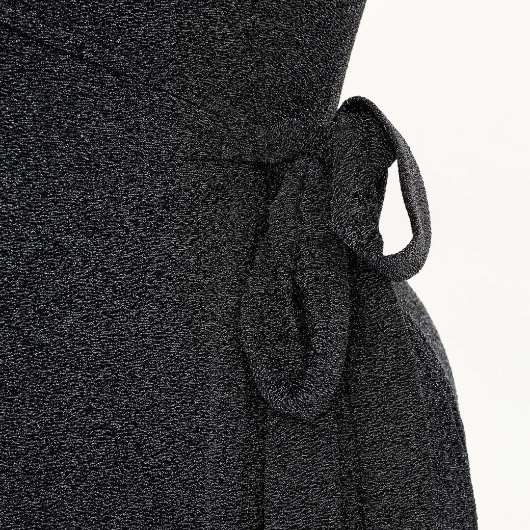 Lurex Wrap Dress - Black
