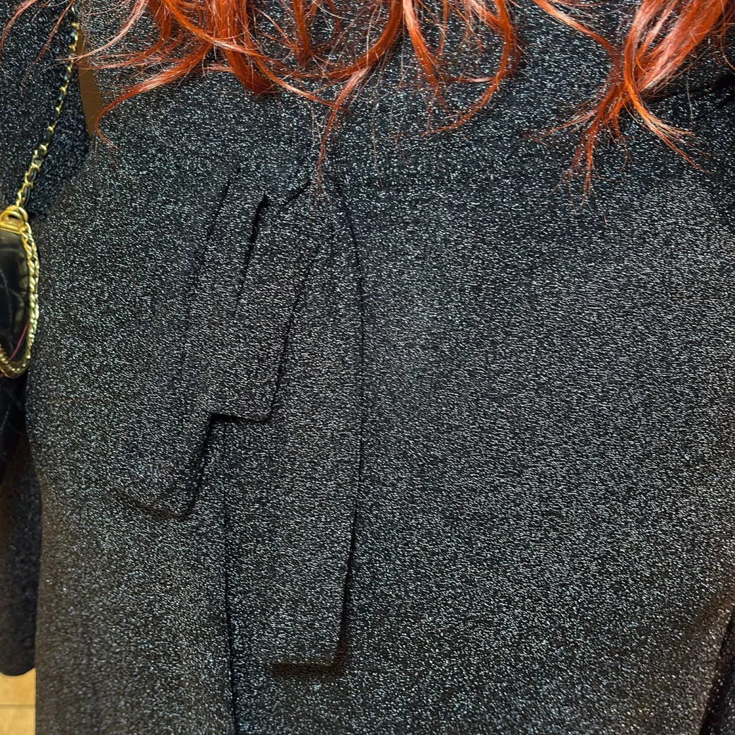 Lurex Wrap Dress - Black