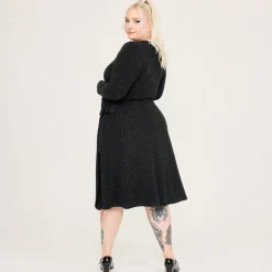 Lurex Wrap Dress - Black