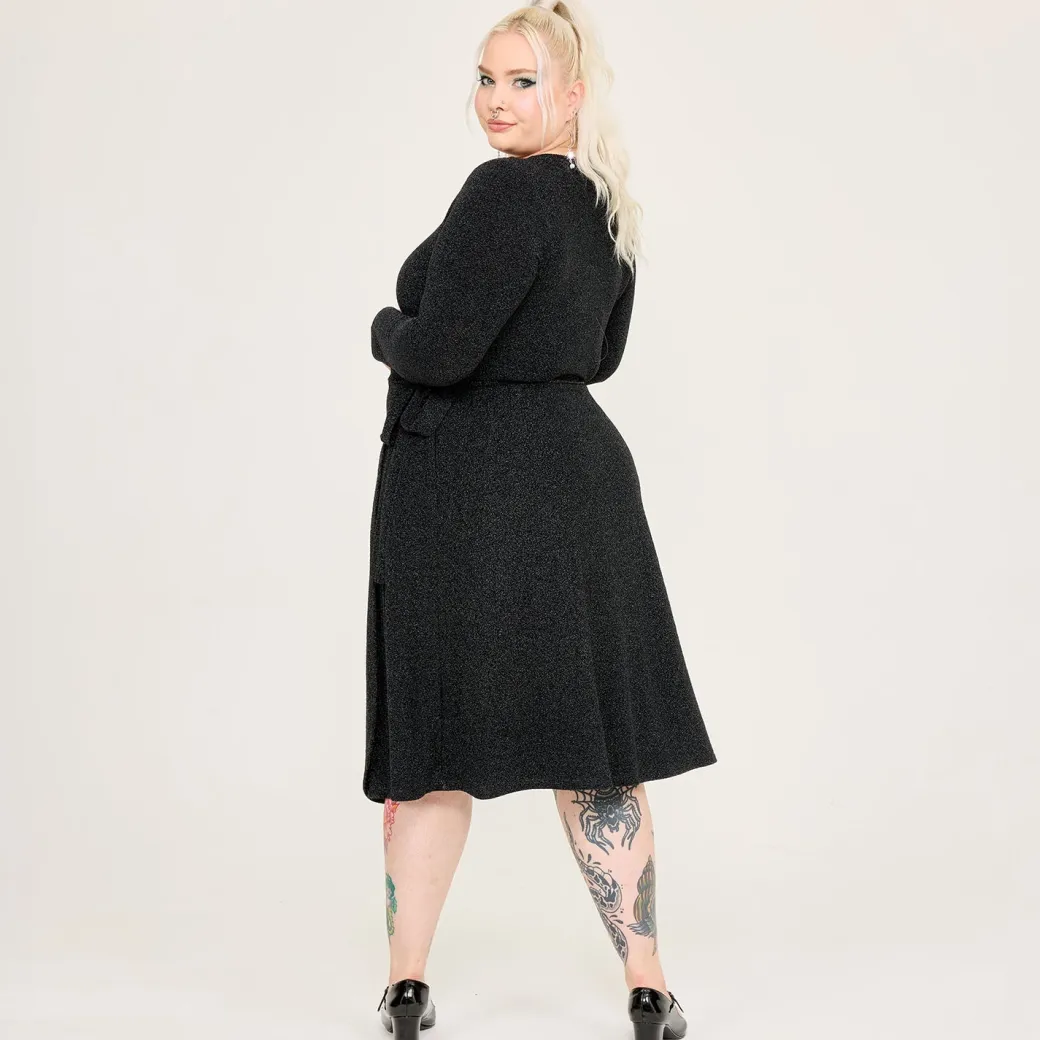 Lurex Wrap Dress - Black