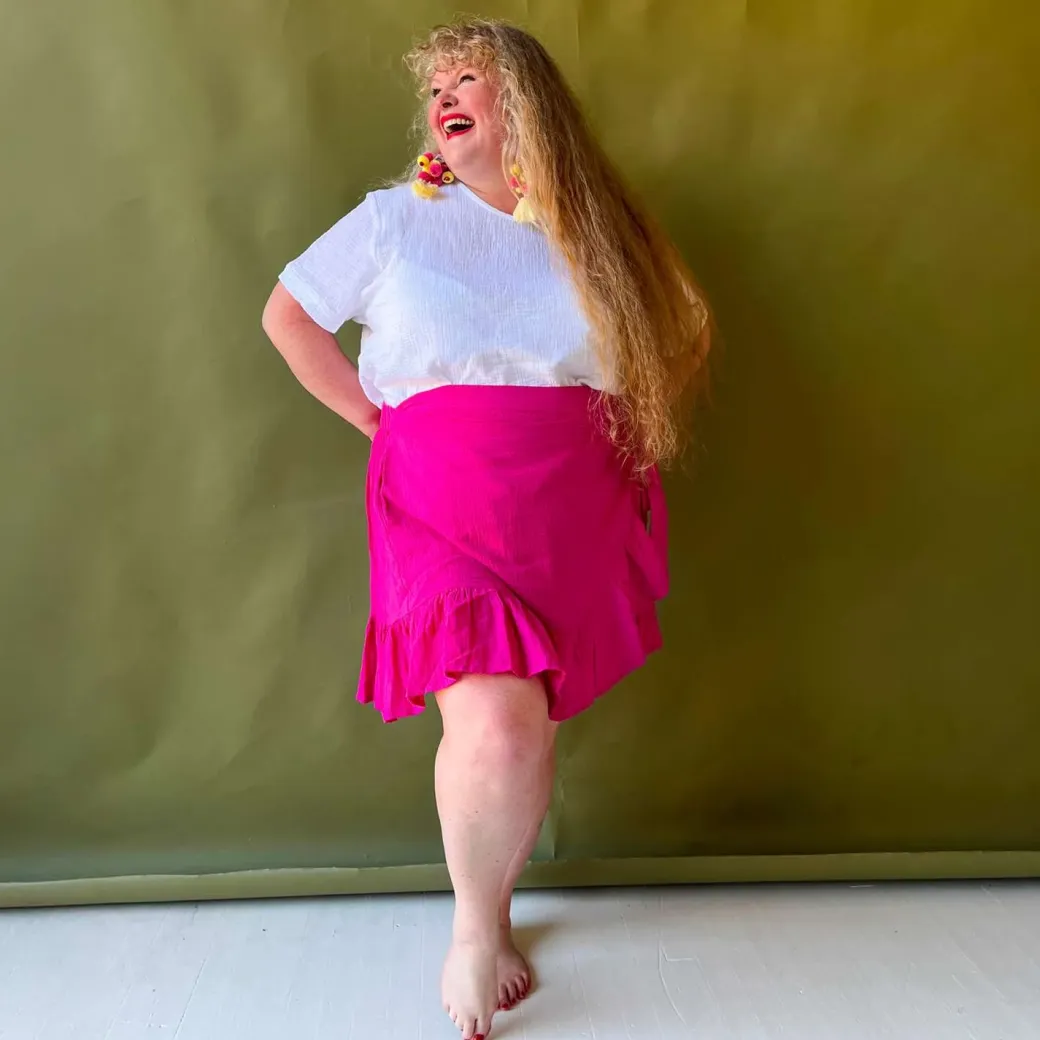 Mary Cotton Gauze Wrap Skirt - Peony