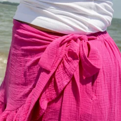 Mary Cotton Gauze Wrap Skirt - Peony