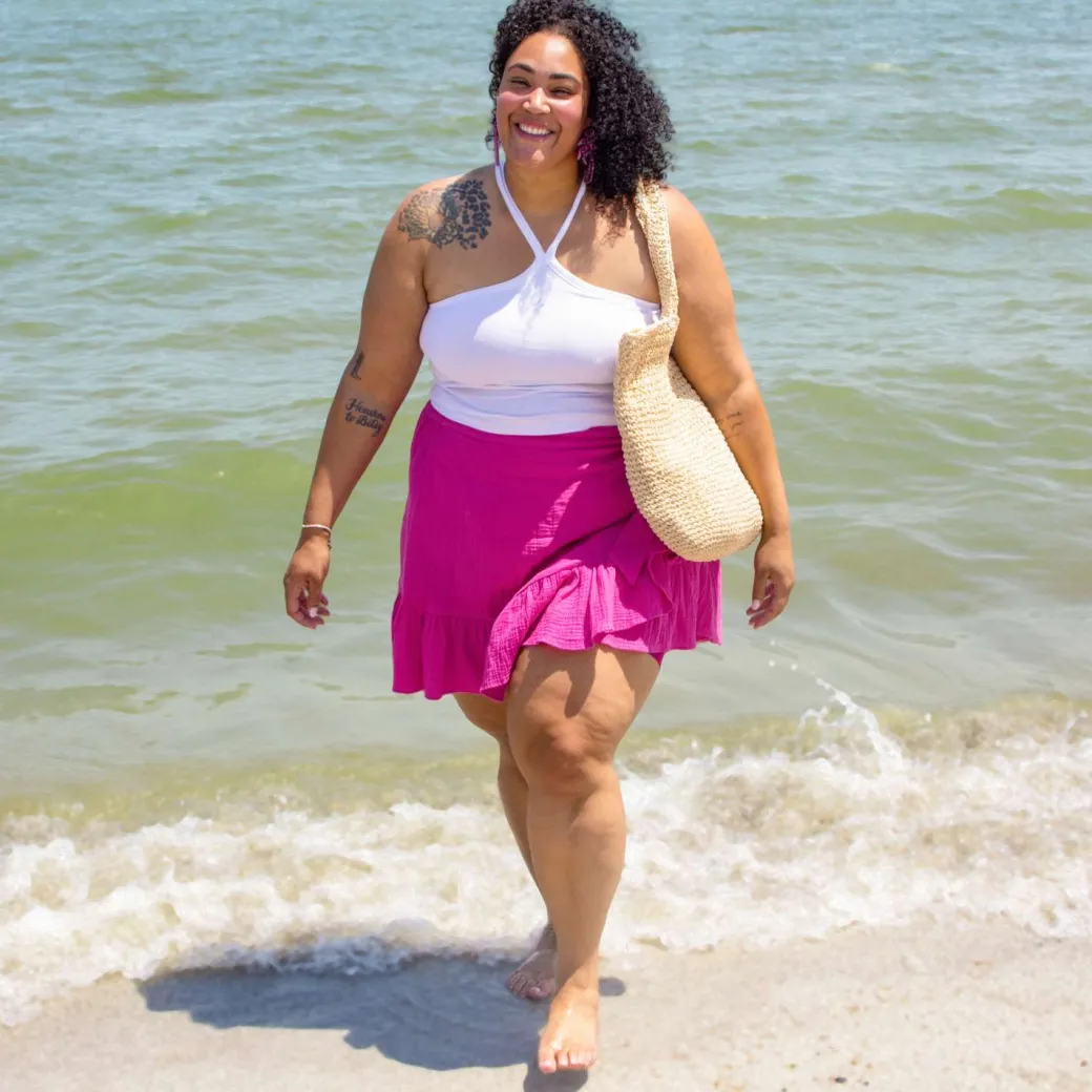 Mary Cotton Gauze Wrap Skirt - Peony