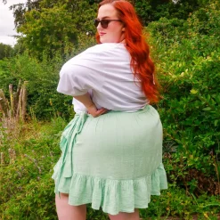Mary Cotton Gauze Wrap Skirt - Pistachio
