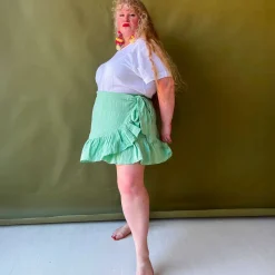 Mary Cotton Gauze Wrap Skirt - Pistachio