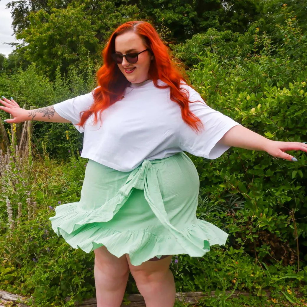 Mary Cotton Gauze Wrap Skirt - Pistachio