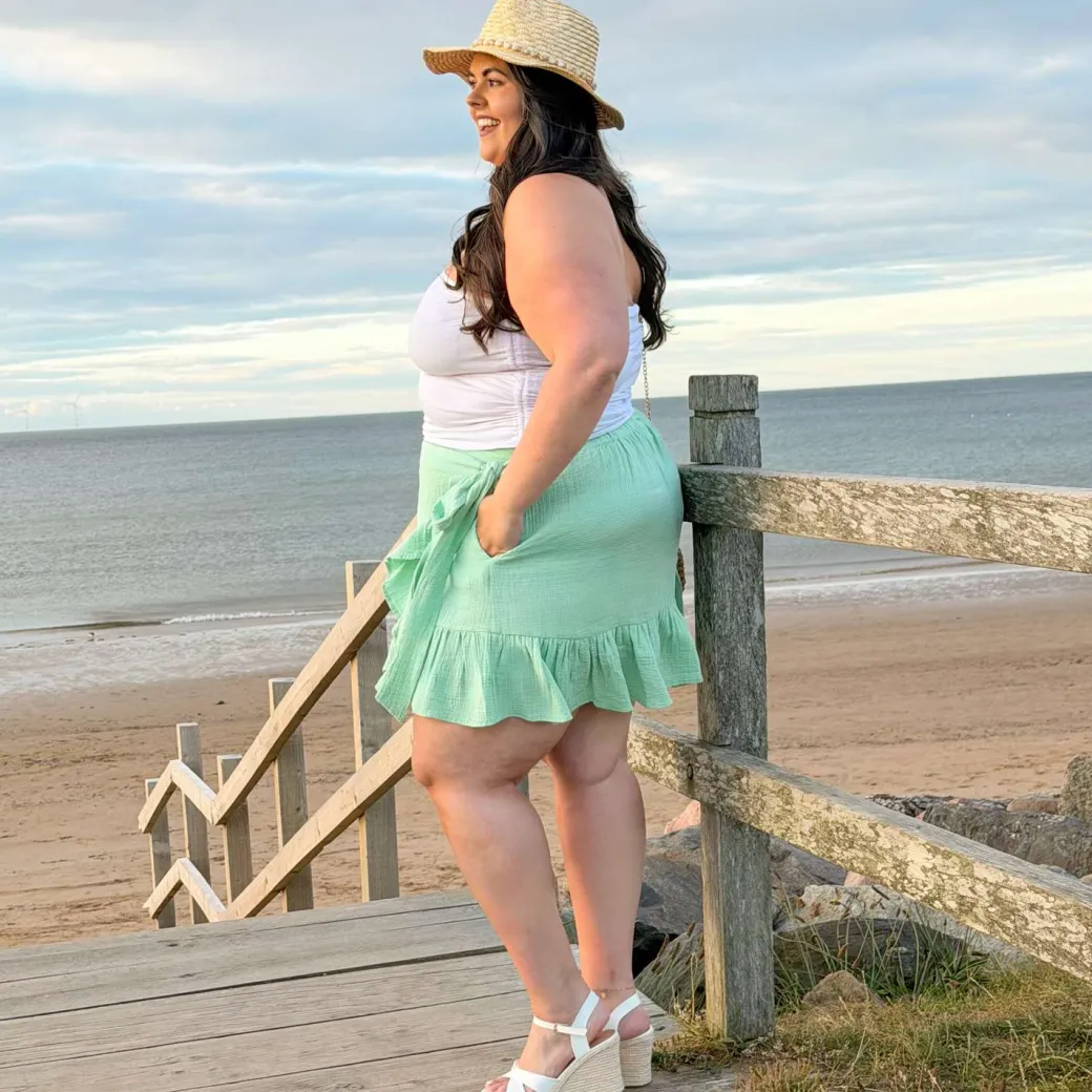 Mary Cotton Gauze Wrap Skirt - Pistachio