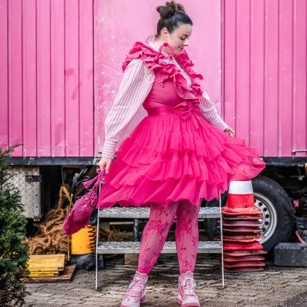 Mesh Skirt - Pomegranate