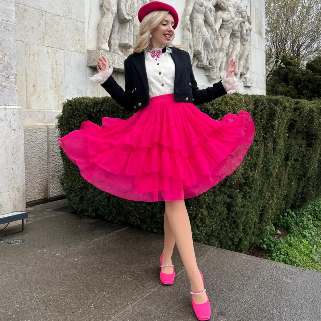 Mesh Skirt - Pomegranate