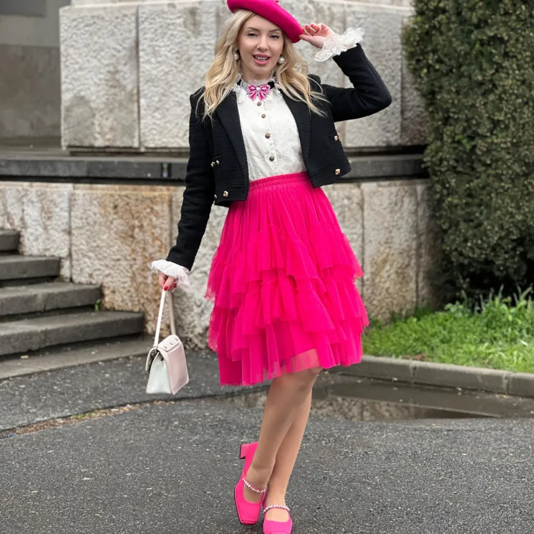 Mesh Skirt - Pomegranate