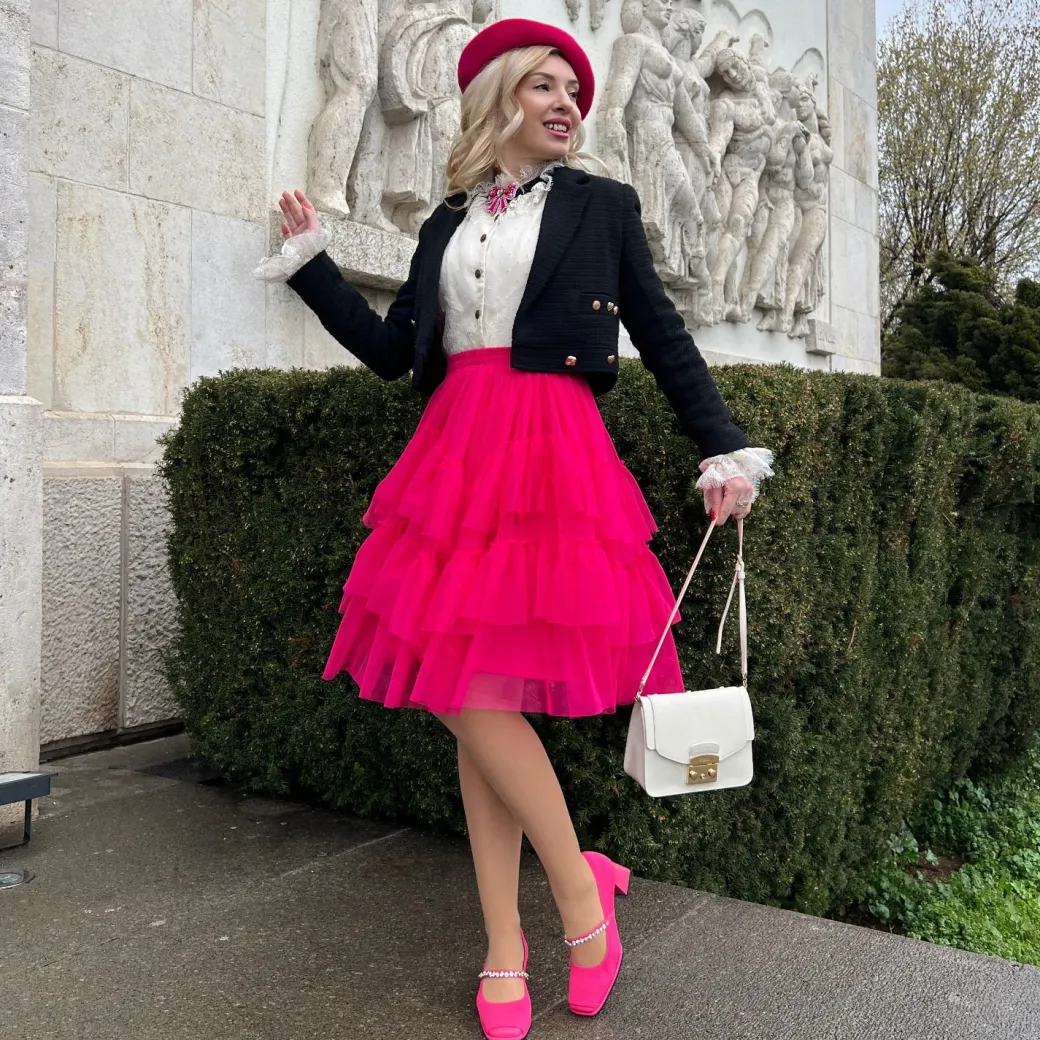 Mesh Skirt - Pomegranate