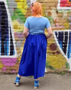 Midaxi Tee Poplin Dress - Duo Blue