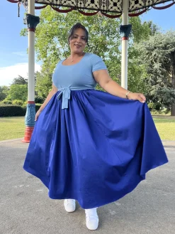 Midaxi Tee Poplin Dress - Duo Blue