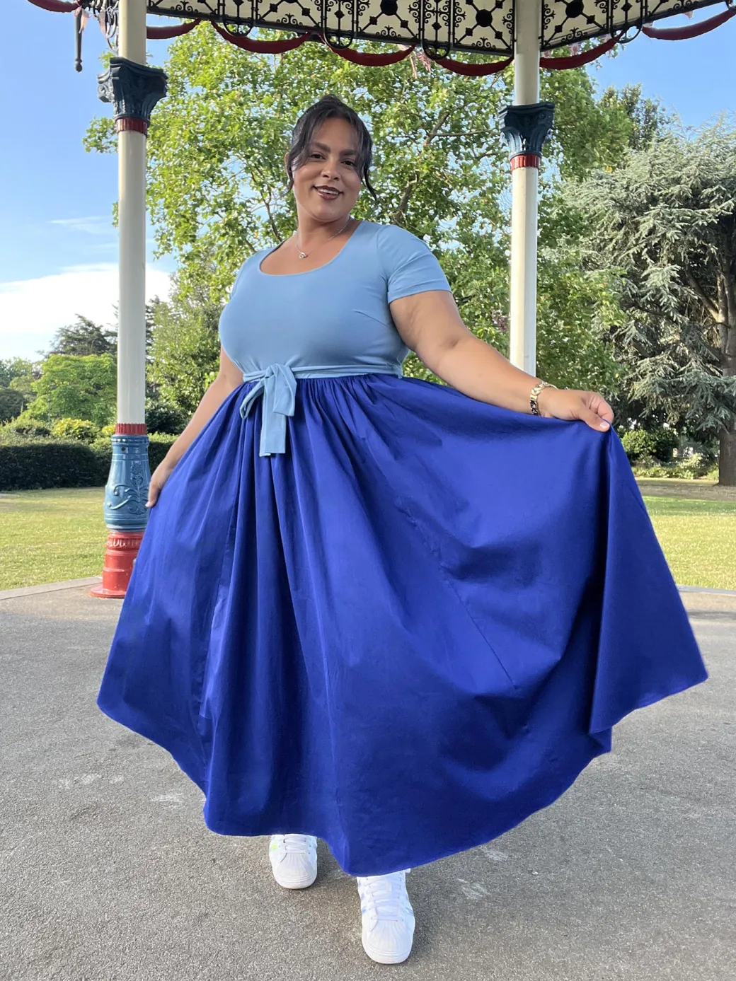 Midaxi Tee Poplin Dress - Duo Blue