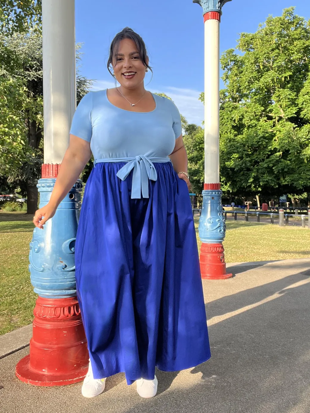 Midaxi Tee Poplin Dress - Duo Blue