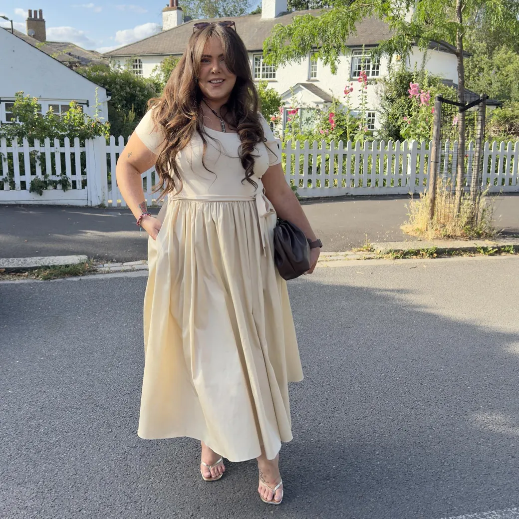 Midaxi Tee Poplin Dress - Oatmeal