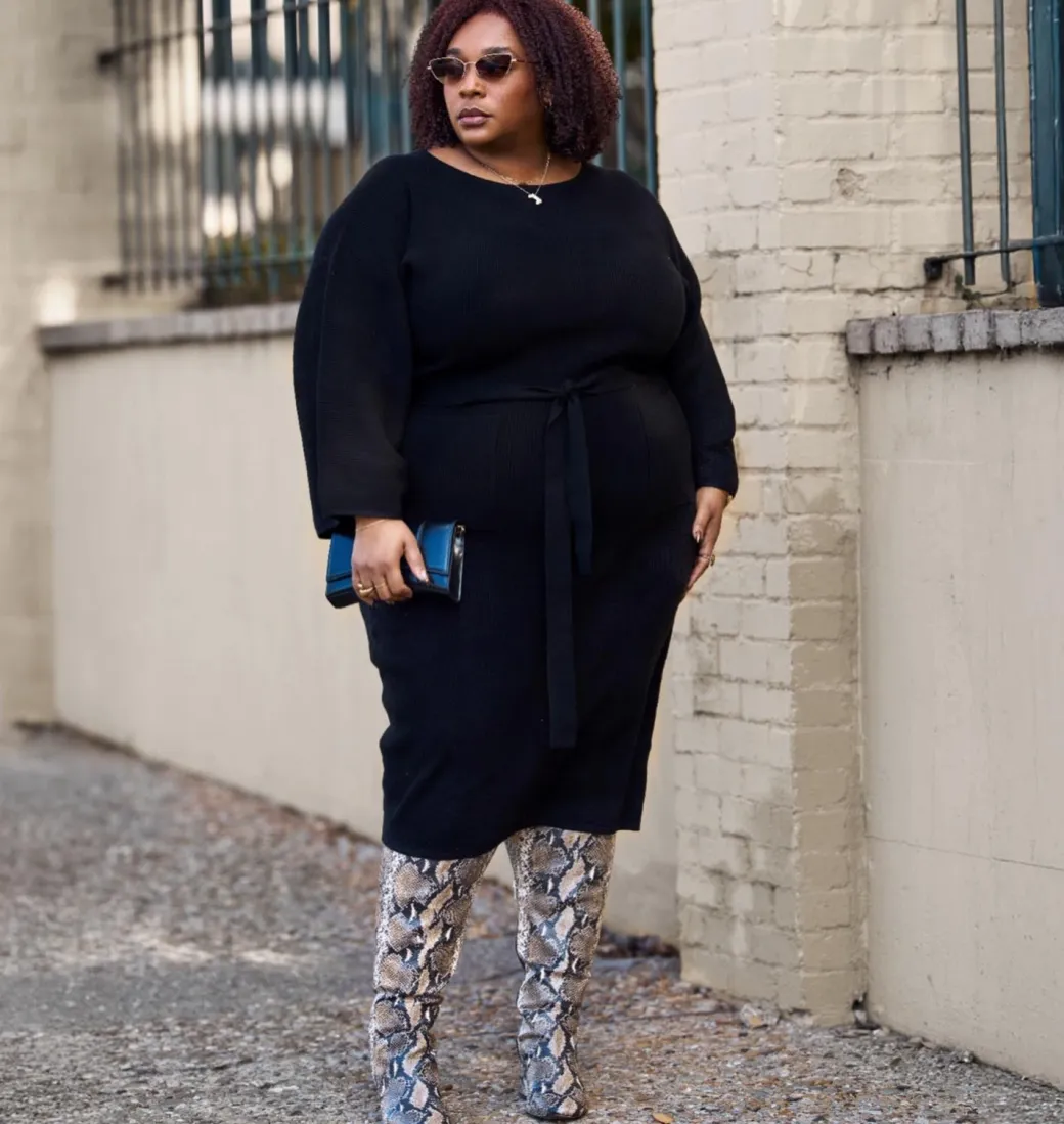 Midi Knitted Cocoon Dress - Black