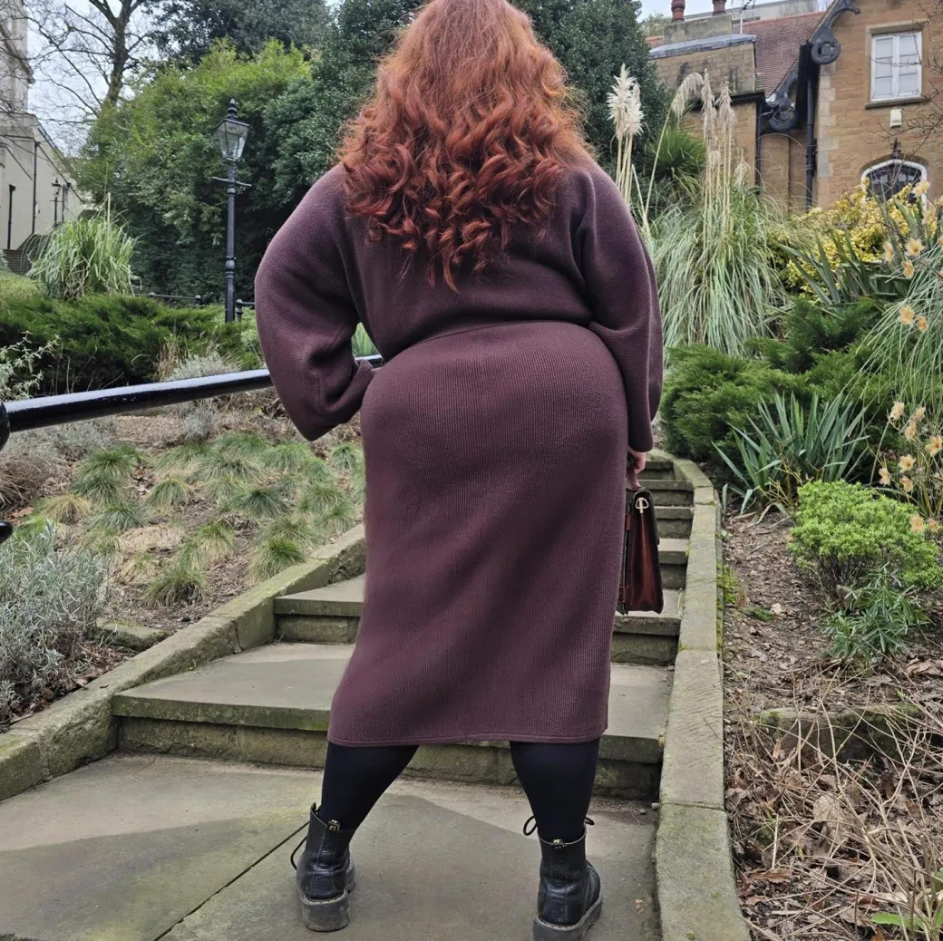 Midi Knitted Cocoon Dress - Hot Chocolate
