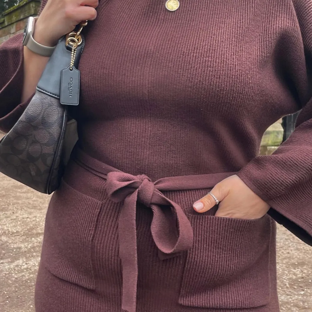 Midi Knitted Cocoon Dress - Hot Chocolate