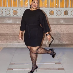 Mini Knitted Cocoon Dress - Black