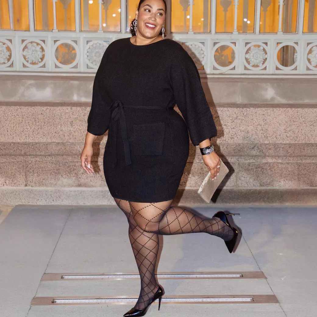 Mini Knitted Cocoon Dress - Black