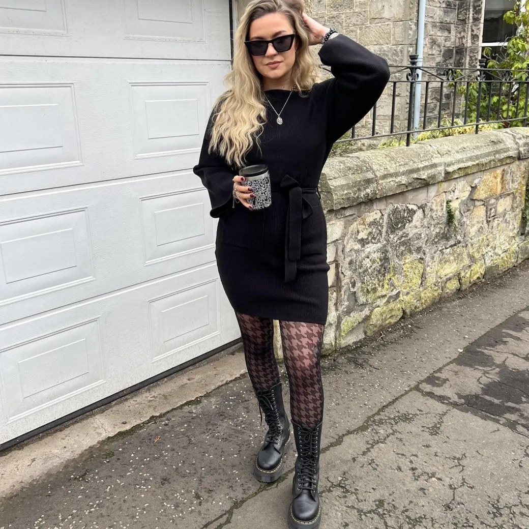 Mini Knitted Cocoon Dress - Black