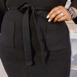 Mini Knitted Cocoon Dress - Black