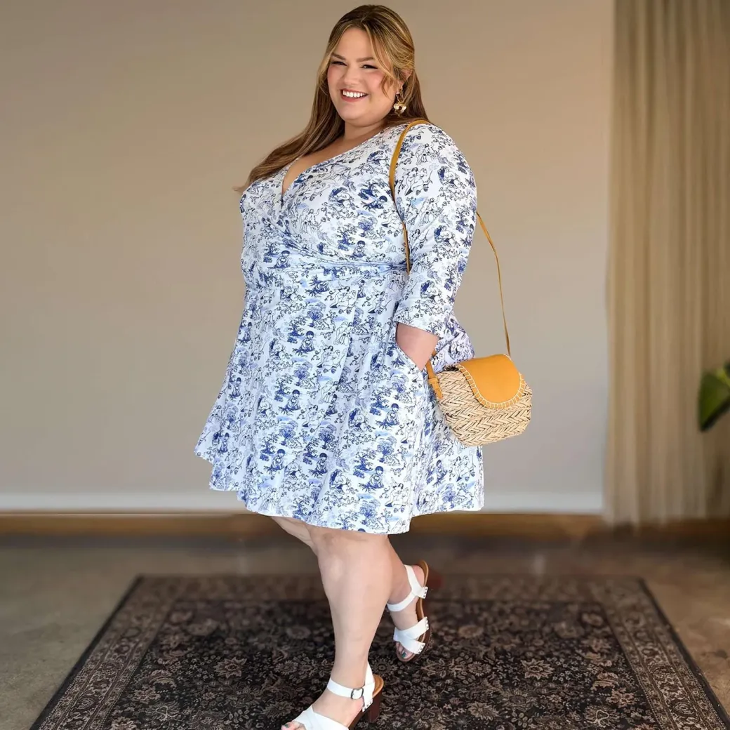 Mini Wrap Dress - Passion au Jardin - L'Amour Bleu