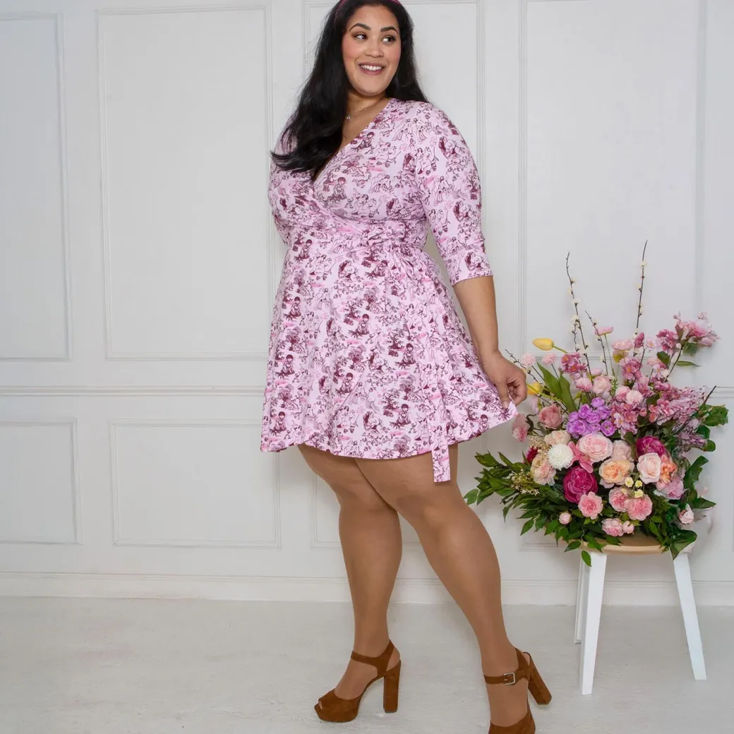 Mini Wrap Dress - Passion au Jardin - L'Amour Rose