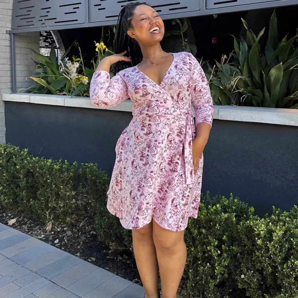 Mini Wrap Dress - Passion au Jardin - L'Amour Rose