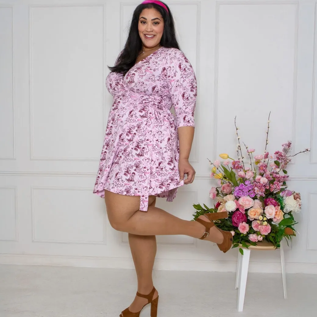 Mini Wrap Dress - Passion au Jardin - L'Amour Rose