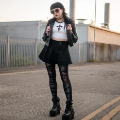 Mixed Denier Tights - Torn - Black
