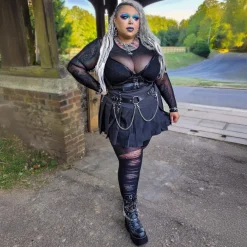 Mixed Denier Tights - Torn - Black