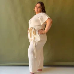 Noor Cotton Gauze Wide-Leg Trousers - Cream
