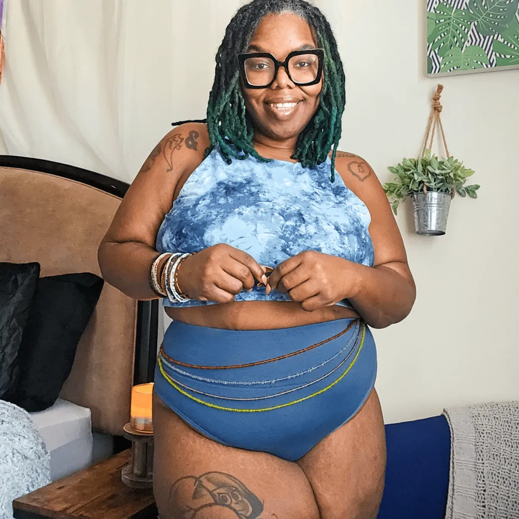 Organic Cotton Cheeky High Leg Knickers - Denim