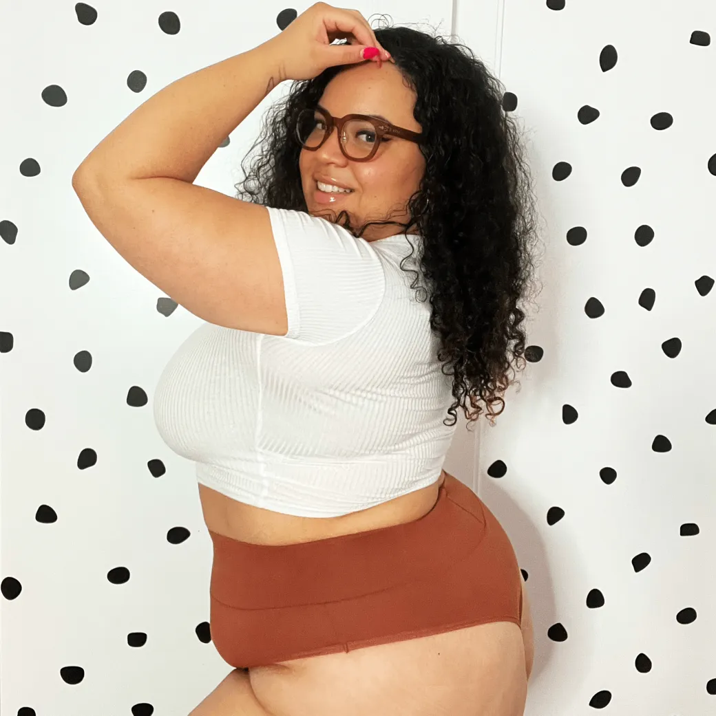 Organic Cotton Cheeky High Leg Knickers - Root Beer