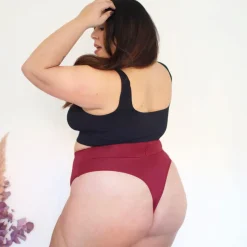 Organic Cotton Cheeky High Leg Knickers - Blood Red