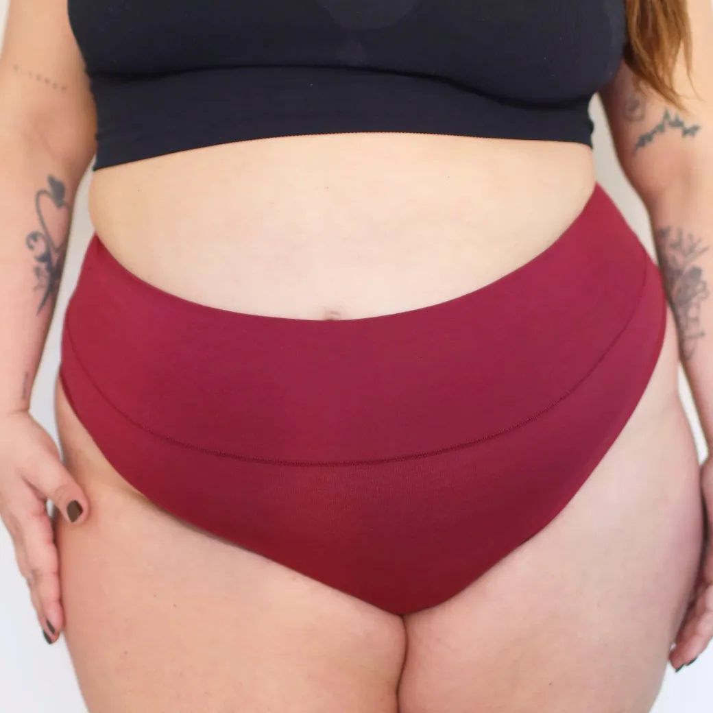 Organic Cotton Cheeky High Leg Knickers - Blood Red