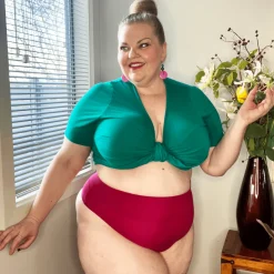 Organic Cotton Cheeky High Leg Knickers - Raspberry Pie