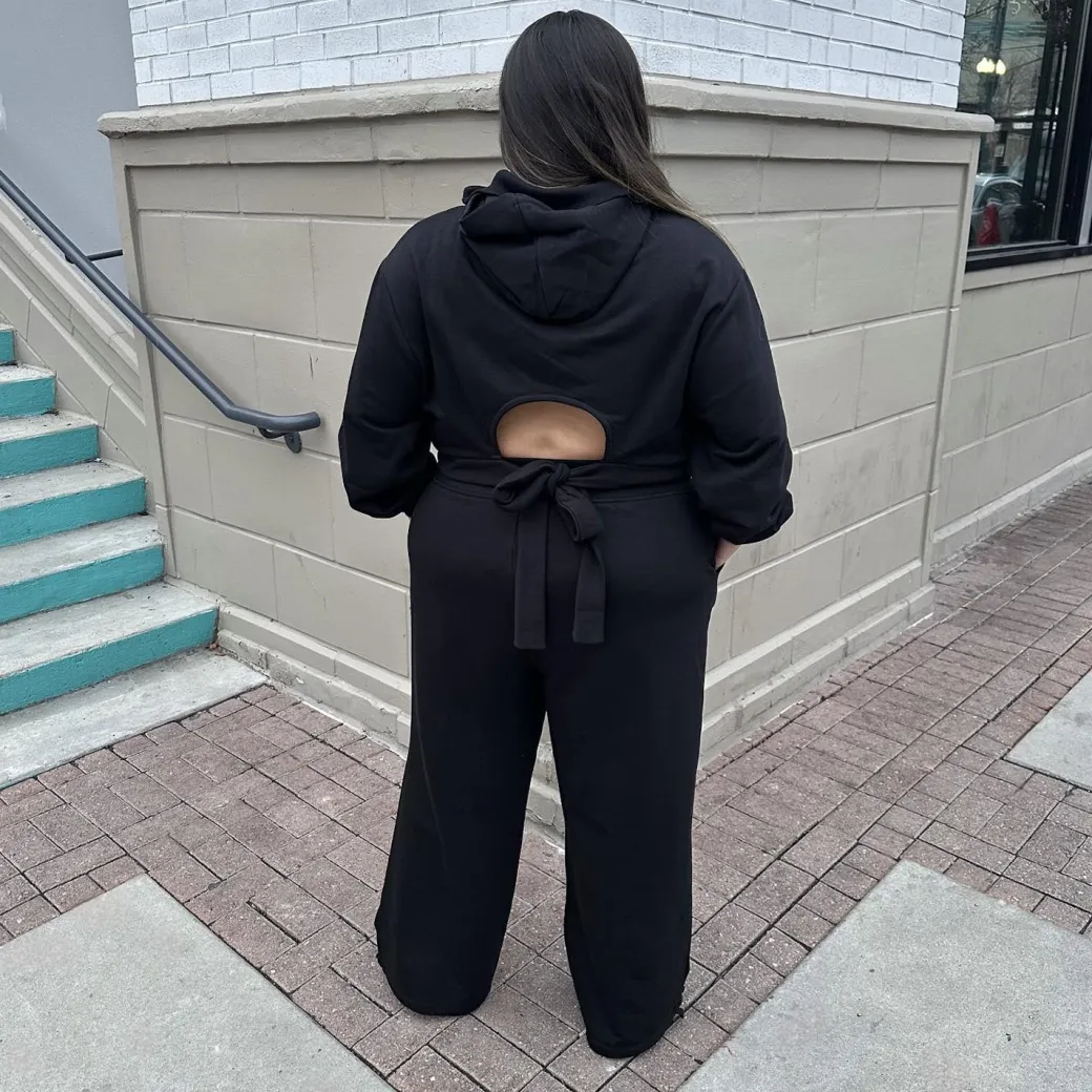 Organic Cotton Cropped Hoodie with Bow Back