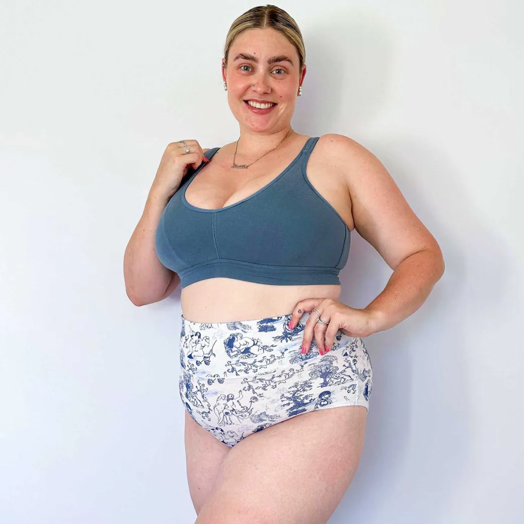 Organic Cotton Full Brief Knickers - Passion au Jardin - L'Amour Bleu