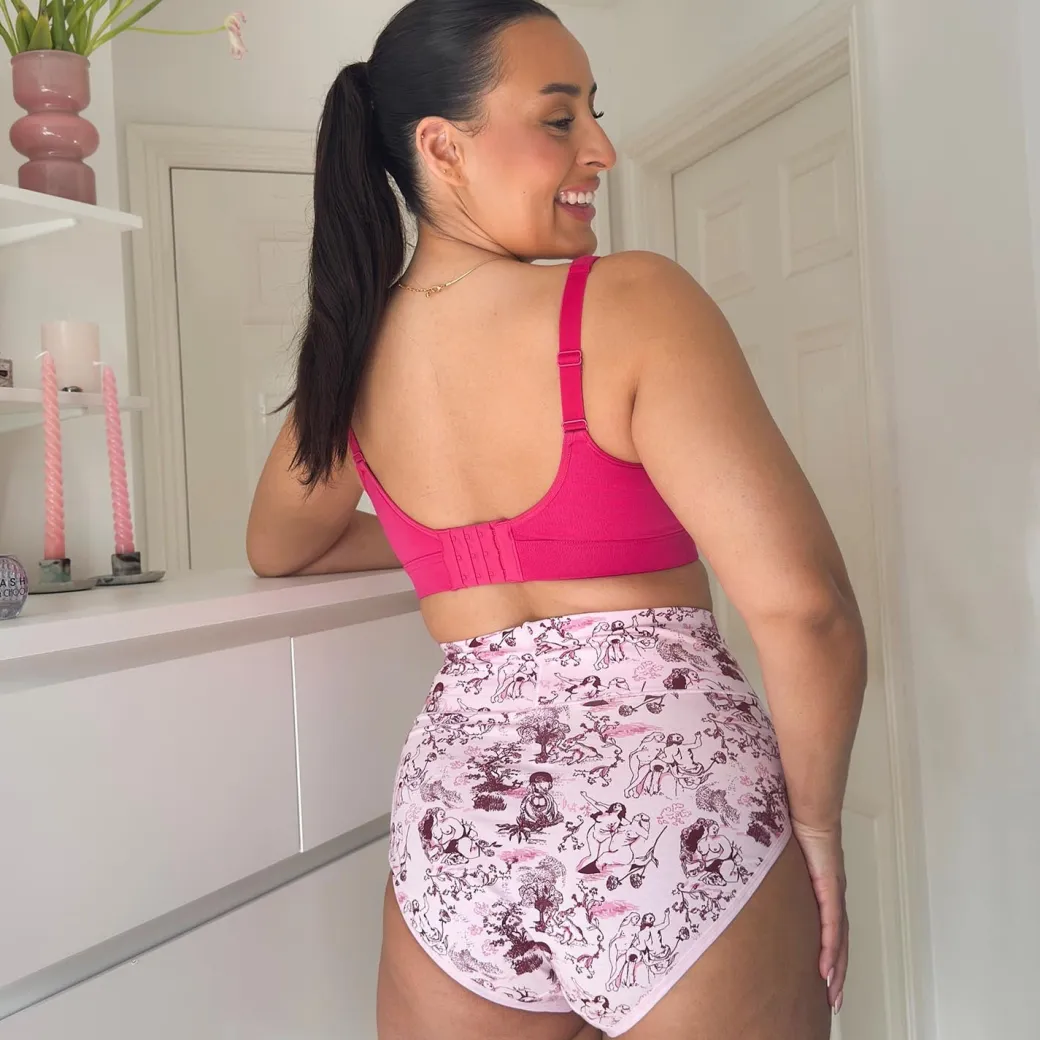 Organic Cotton Full Brief Knickers - Passion au Jardin - L'Amour Rose