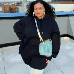 Organic Cotton Longline Hoodie - Black