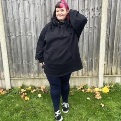 Organic Cotton Longline Hoodie - Black